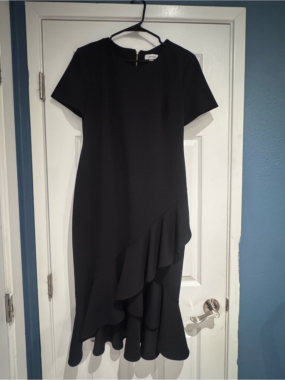 Calvin Klein Black High-Low Ruffle Dress
